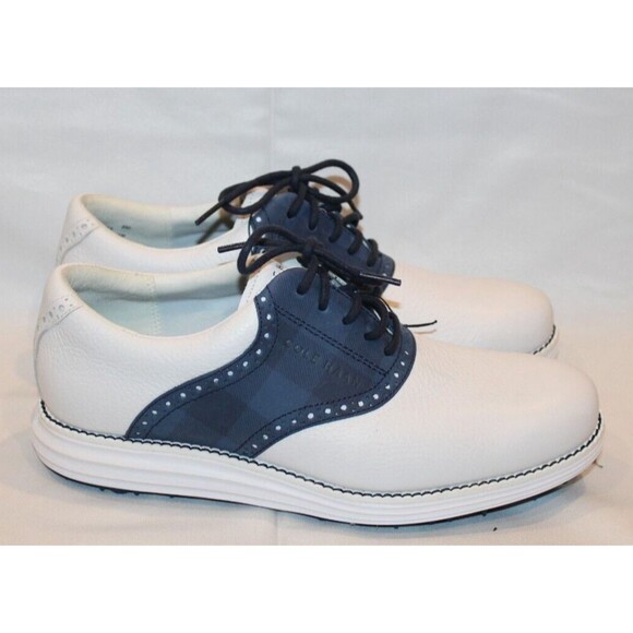 Cole Haan OG Original Grand Saddle‎ Leather Golf Shoes Size 8 White Blue NWOB - Picture 1 of 7